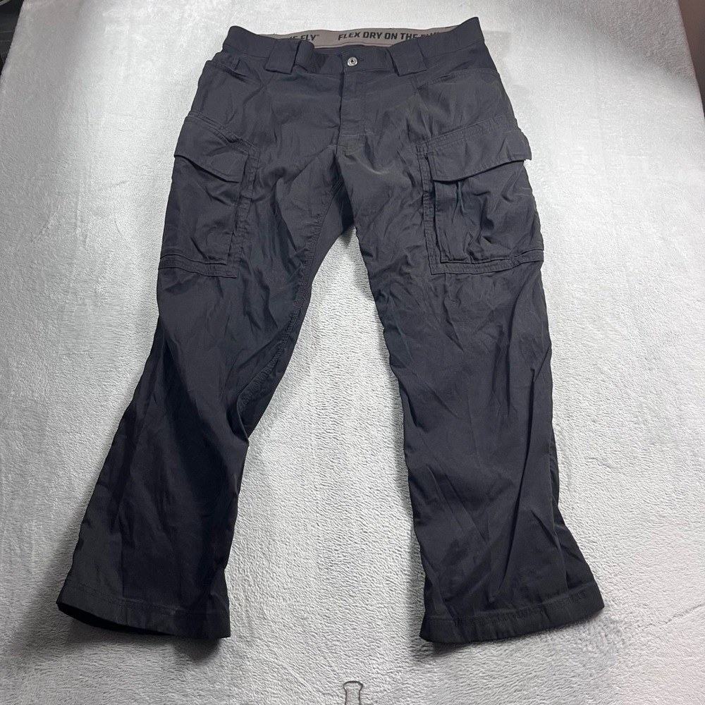 Duluth Trading Co Mens 38x30 Black Dry on the Fly Cargo Pants Flex Waistband